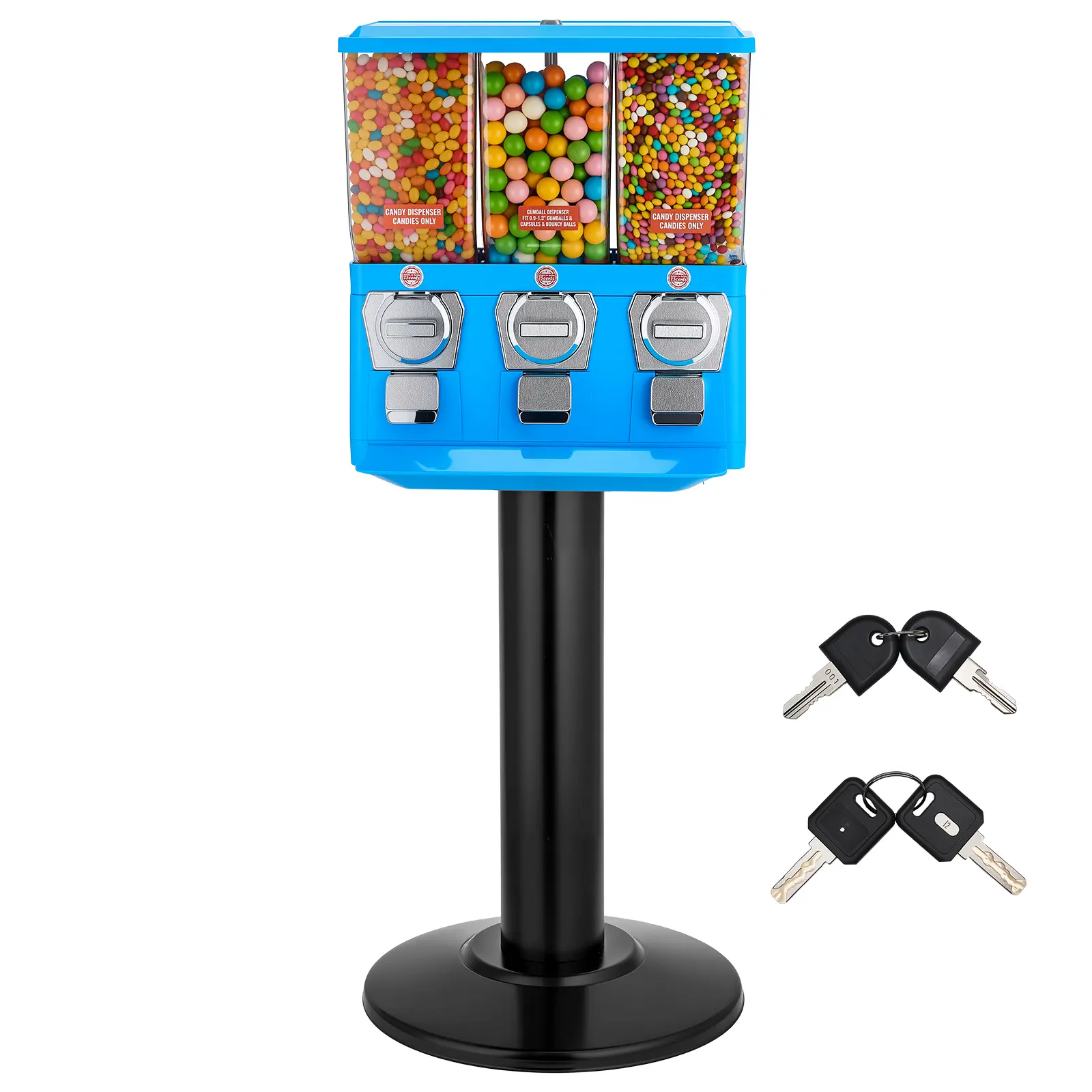 VEVOR Triple-Compartment Candy Vending Machine with Stand, Built-In Cash Box, Detachable Design, Vintage Dispenser for Gumballs & Candies, Arcade Fun for Shops & Arcades