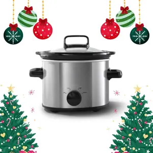 2 Quart Manual Slow Cooker, Stainless Steel Small Crock Cooker with 3 Heat Settings (Low/High/Warm), Oven-Safe Removable Stoneware, Dishwasher-Safe Lid & Pot