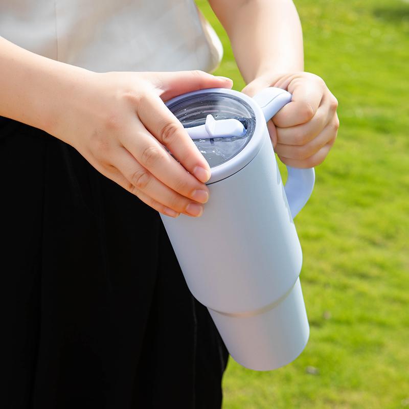 2026Year 40oz Large Capacity Stainless Travel Mug,1 Count Portable Vacuum Insulated Water Bottle with Handle & Foldable Straw,Drinking Cup for Home Office Outdoor Camping,Drinkware,Car,Vacuum Insulated Tumbler stainless steel,Cold Drink Cup for Summer