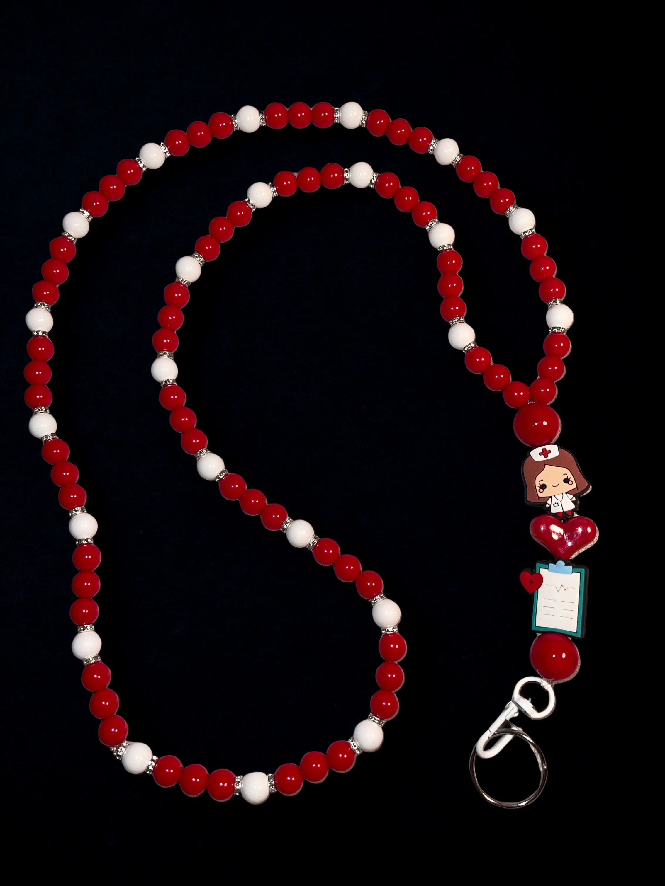 Nurse Handmade Beaded Lanyard - Acrylic & Silicone Nurse Theme Bead Lanyard, Gift for Nurses & Healthcare Workers