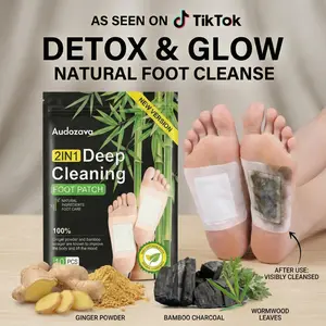 2in1 Deep Cleaning Foot Patch Natural Bamboo Charcoal Foot Detox Patches for Stress Relief Toxin Removal & Better Sleep Deep Cleansing Pads Healthy Healthcare Solution Treatment FallFreshness Herbal Cleanse Blend