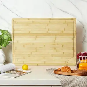 Extra Large Bamboo Cutting Board 24"x18", XL Chopping Board for Kitchen with Juice Groove & Handles, Butcher Block Serving Tray for Meat, Cheese, Veggies