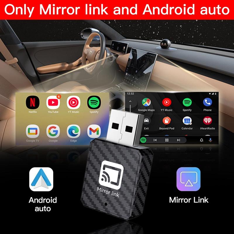 Yurnlv 2026 Wired to Wireless Android auto Adapter, Mirror link/Android auto 2-in-1, Only for Android, Mirror Touch Wireless Android Auto Adapter