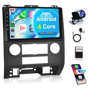 4Core 2G+64G Android 15 Car Radio for Ford Escape 2007-2012/Mazda Tribute 2007-2012,  Car Stereo Wireless Carplay Android auto GPS Navigation 5G-WiFi Bluetooth 5.0 9 Inch Screen Backup Camera