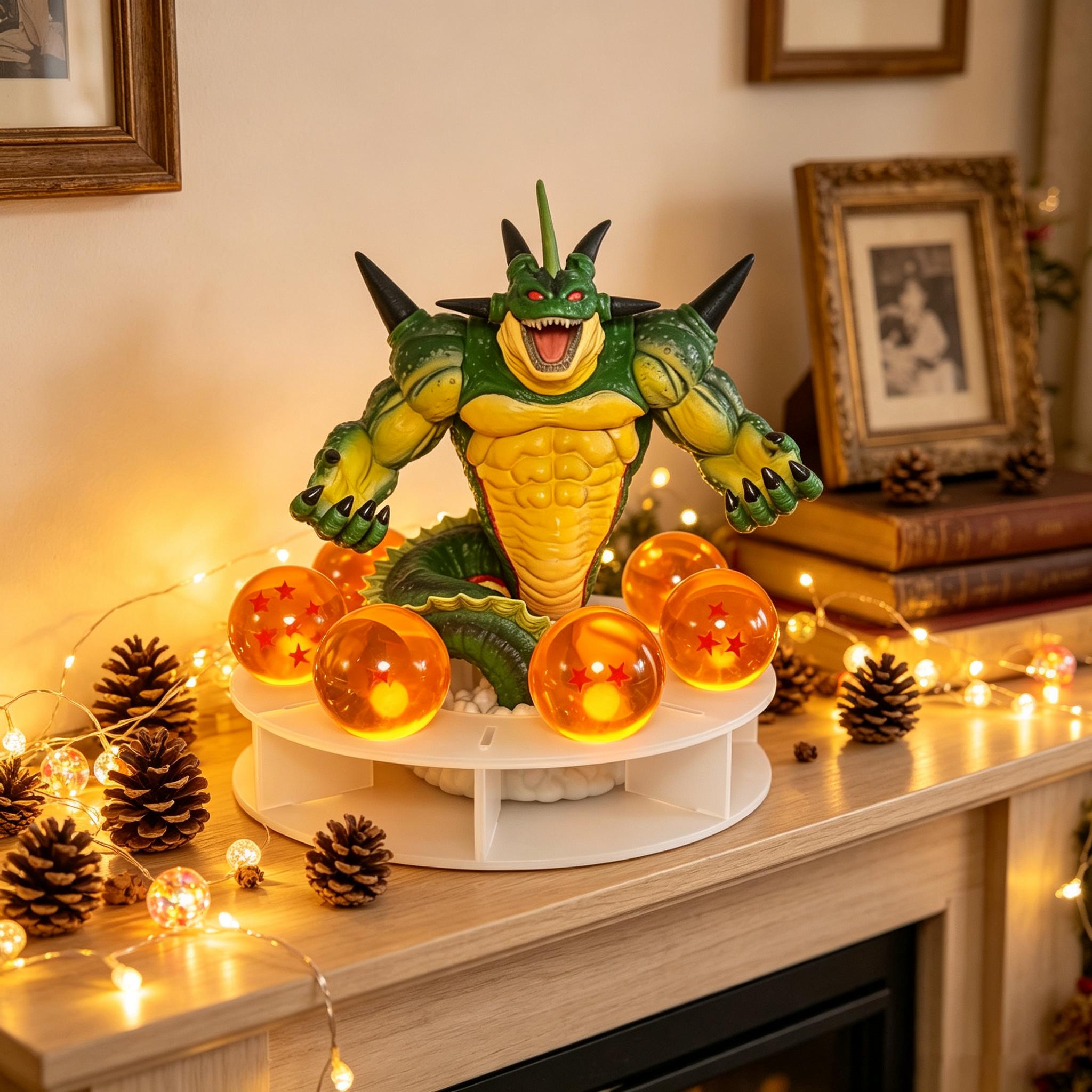 DBZ Resurrection Dragon Collectible Statue Set, 7 Star Transparent Spheres + Display Stand, Anime Figure Home Desk Decor Gift for Collectors.
