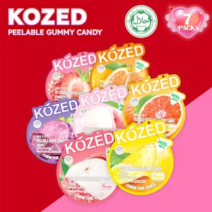 Kozed Peelable Gummy Candy VarietyPack -Mango, Lychee,Strawberry,Orange,Grape,Grapefruit,White Peach - Fun Fruity Roll Party Snack & Valentine's Day Gift , ChewySweet Treat with Juicy Flavor