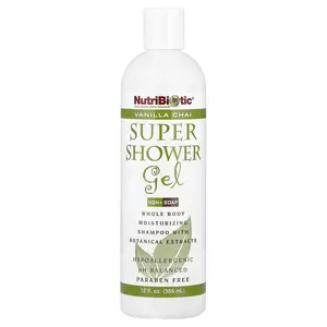 NutriBiotic Super Shower Gel, Non-Soap, Vanilla Chai, 12 fl oz (355 ml)