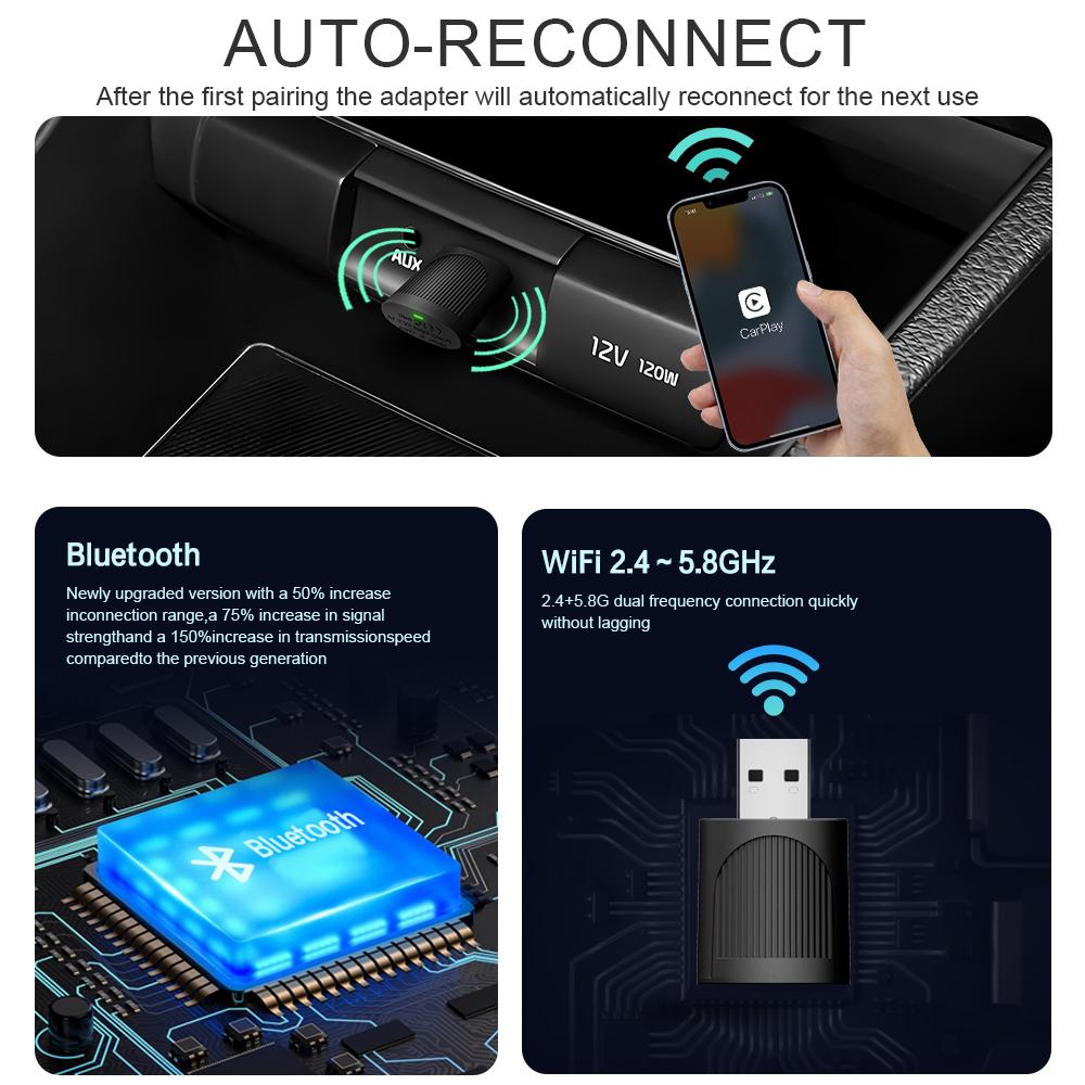 2026 Wireless Carplay Adapter for iPhone/Android - Fast Connection,No Latency,Hands-Free Call wireless adapter Electronic Charger CarPlay Adapter