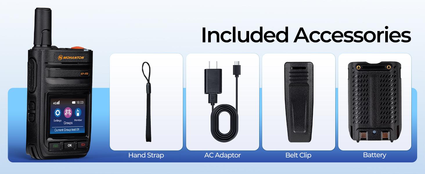 2PC M MOHANTON HP-45D 4G LTE POC Radio with Lifetime Free SIM - No Monthly Fees HD Loud Audio Massive 4000mAh Battery