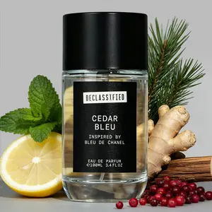 Declassified Cedar Bleu Eau de Parfum 100ml | Fresh Woody Perfume for Men | Lemon, Cedarwood, Ginger, Vetiver & Sandalwood | Long-Lasting Vegan & Cruelty-Free