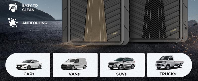 FLORICH Car Floor Mats, Heavy Duty Floor Mats for Cars, 4 Piece All-Weather Floor Mats with Anti-Slip Backing, Waterproof Universal Trim-to-Fit, Automotive Floor Mat for Cars SUV Trucks
