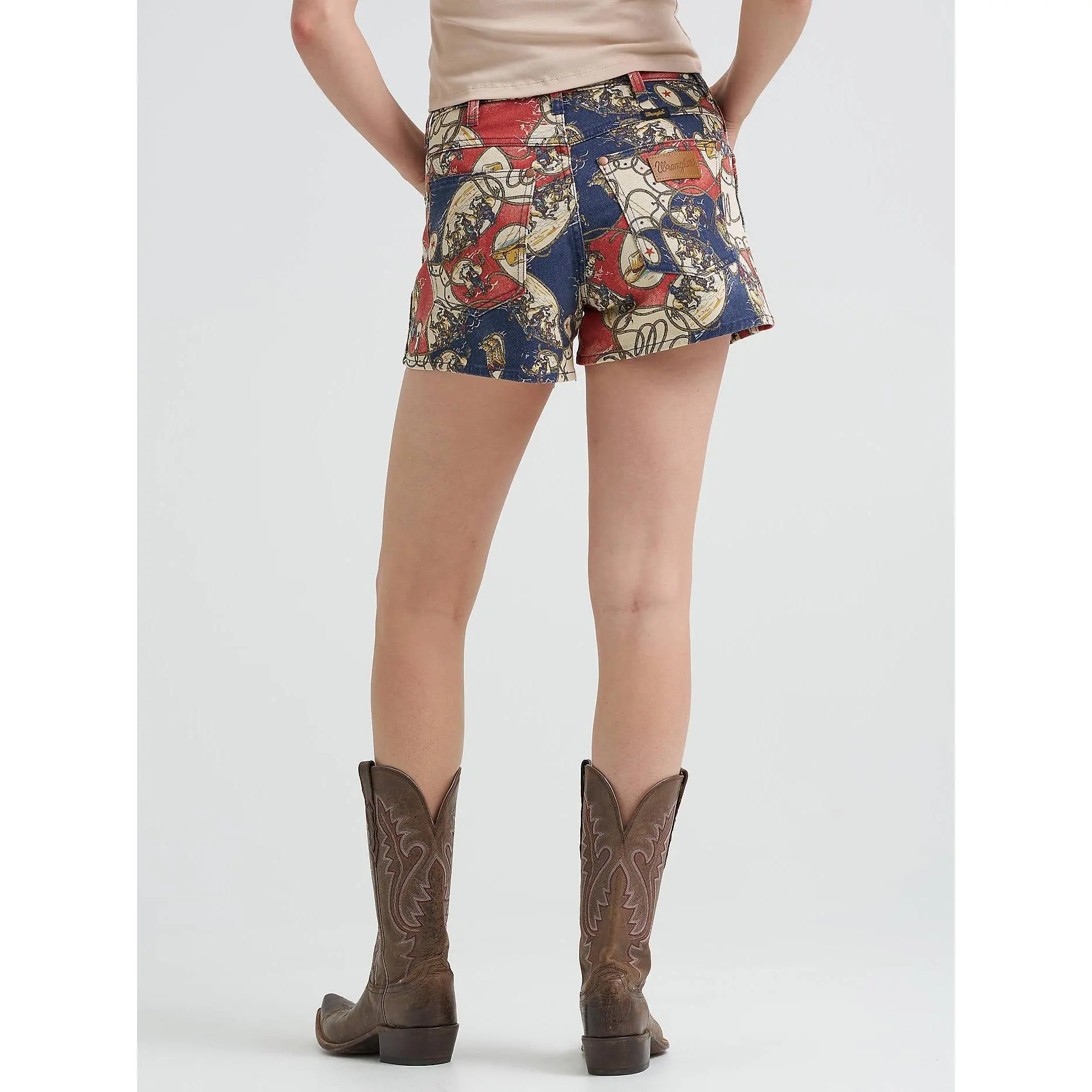 Women's Cotton Fit Print Wrangler Cowboy Rodeo Bottom Shorts