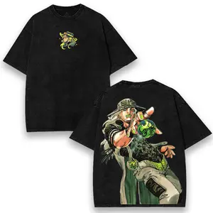 JoJo Steel Ball Run Gyro Zeppeli Anime Oversized T-shirt for Men | Vintage Manga Graphic Cotton Crewneck Tee | Acid Wash Streetwear Menswear Sweatshirt & Heavyweight Hoodie | Retro Japanese Art Tanktop