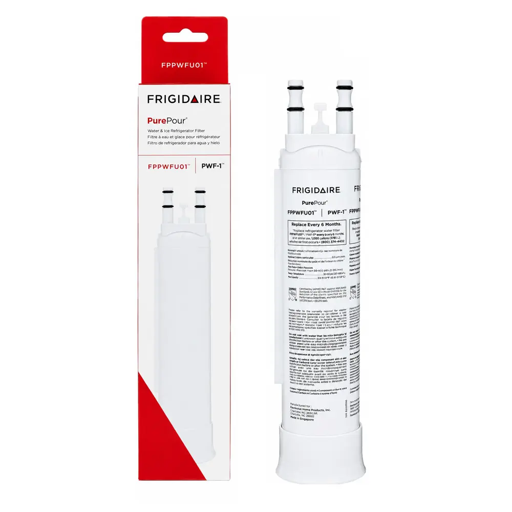 NSF & WQA Certified Refrigerator Water Filter Replacement (PWF-1) for Frigidaire, Compatible with FPPWFU01, EPPWFU01, PurePour, Reduces Chlorine, Odor, Sediment, Easy Installation, 1 Pack
