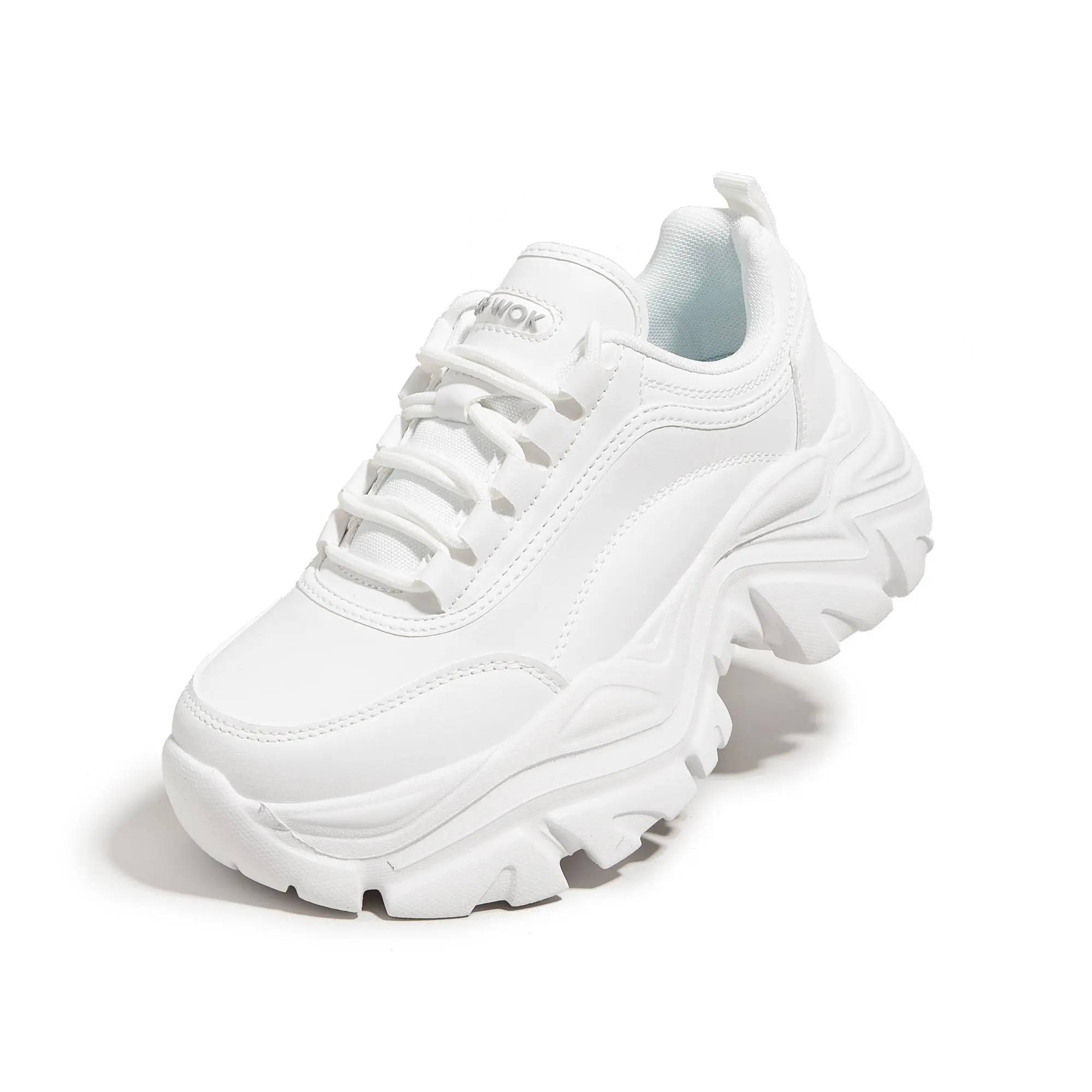 LUCKY STEP Women's Stylish Chunky Sneakers, Faux Leather Wedge Trainers with 3.15" Sole, Comfortable Athletic Shoes for Casual Walking, Plain Color Sneakers, Stylish Sneaker Training tiktokshopbacktoschool,back to school,back to school haul