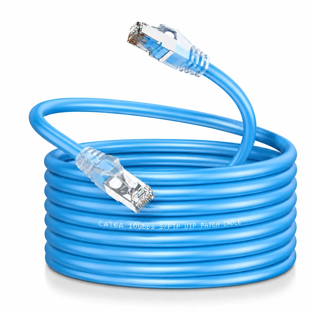 UGETRON 10Gbps Snagless S/FTP Shielded Cat 6A Ethernet Cable - 15ft Blue, 28 AWG Bare Copper, 550MHz Bandwidth, Gold-Plated RJ45 Connector for Gamers, Indoor Wired Networking