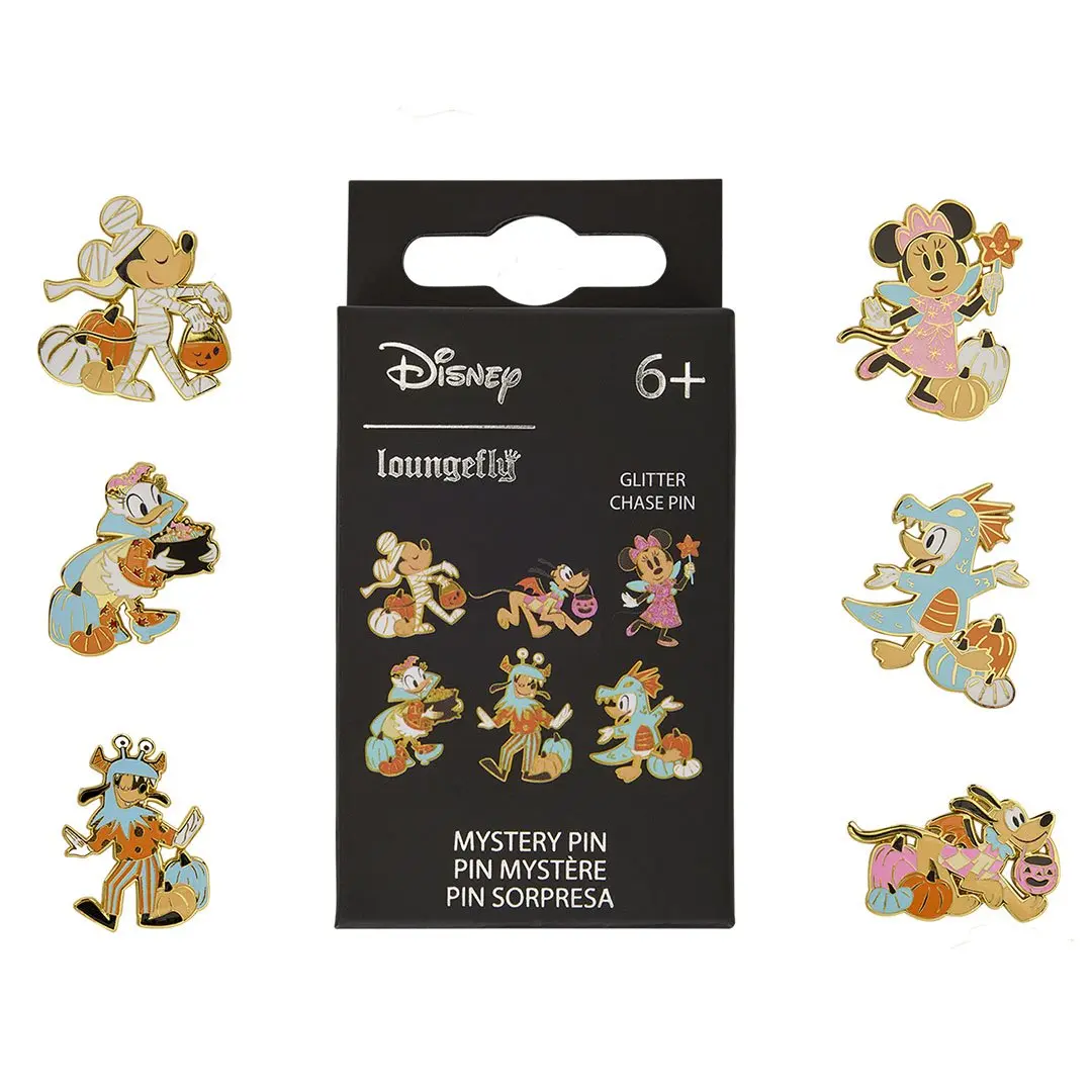 Loungefly Disney Mickey & Friends Character Glitter Halloween Costume Mystery Pack - Unisex Collectible Collar Clip & Brooch Pin, Mickey And Friends, Enamel Metal, Brooch Clip, Pins, Cartoon, Casual Wear, Enamel Lapel Pins, Collectibles