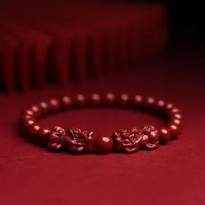 Cinnabar Double Pixiu Bracelet 8mm And 6MM