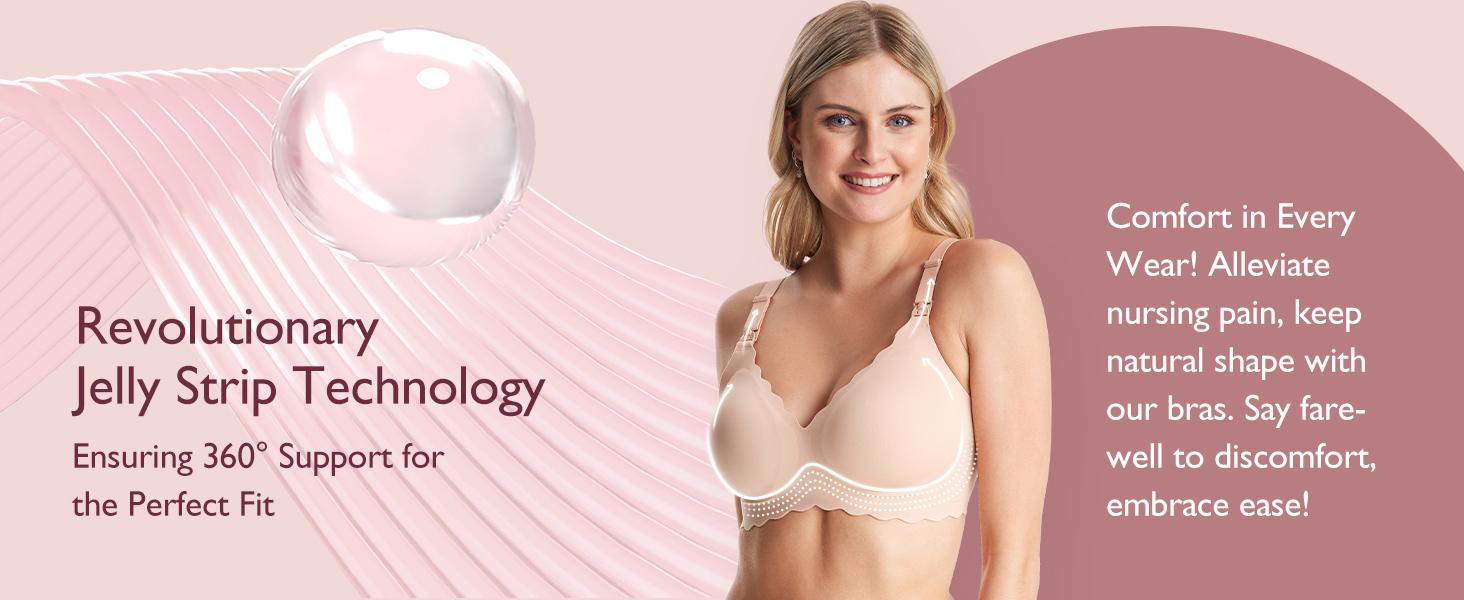 Momcozy Nursing Bras for Breastfeeding（recommend one size up）, YN46 Jelly Strip Support Comfort Maternity Bra, Seamless Soft Wirefree tiktok shop pumping bras maternity  undies，A