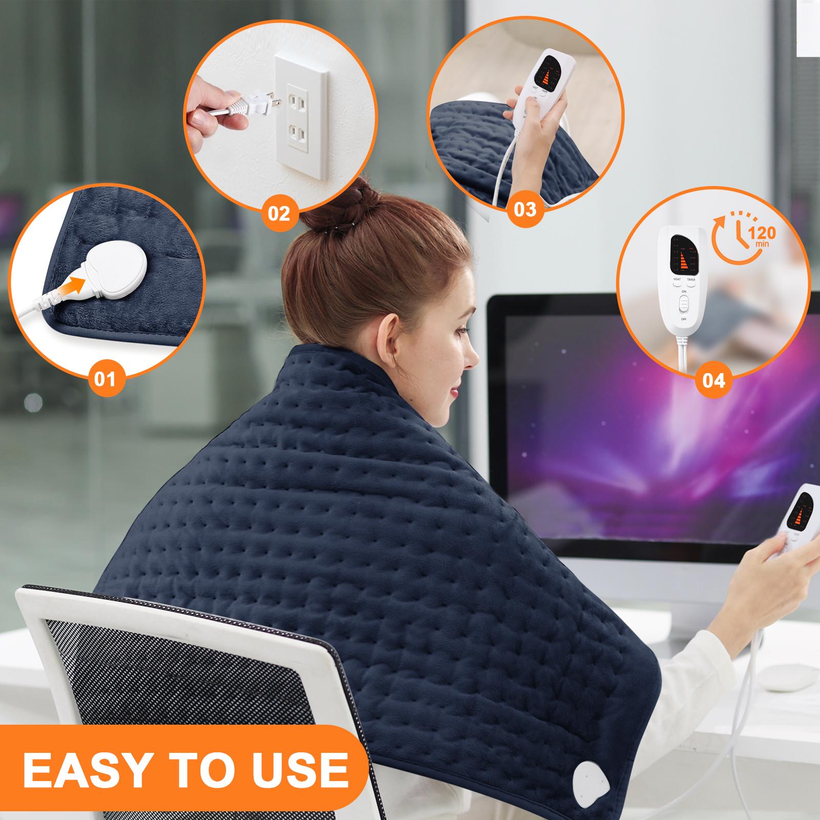 Dark Color Heating pad, size 40in×20in, 33in×17in, 24in×12in, 6 temperature levels and 4 time settings, portable, back, neck, shoulders and legs heating, machine washable, perfect holiday gift for men, women, parents, Christmas gift