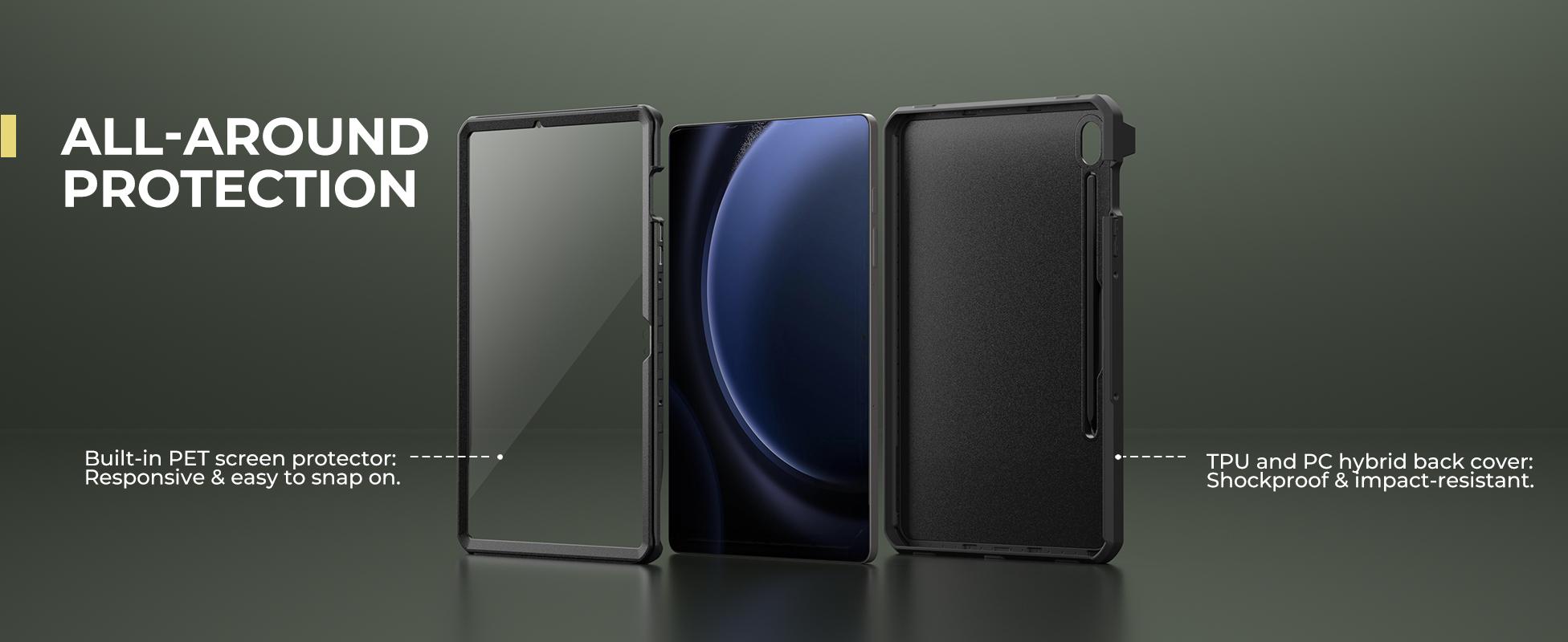 Dexnor Case for Samsung Galaxy Tab S10 Lite/S10 FE / S9 FE 10.9 Inch / S9 11 Inch 2023 with Screen Protector Pen Holder [360 Rotating Hand Strap & Kickstand], Full Body Cover for Tablet S9 FE