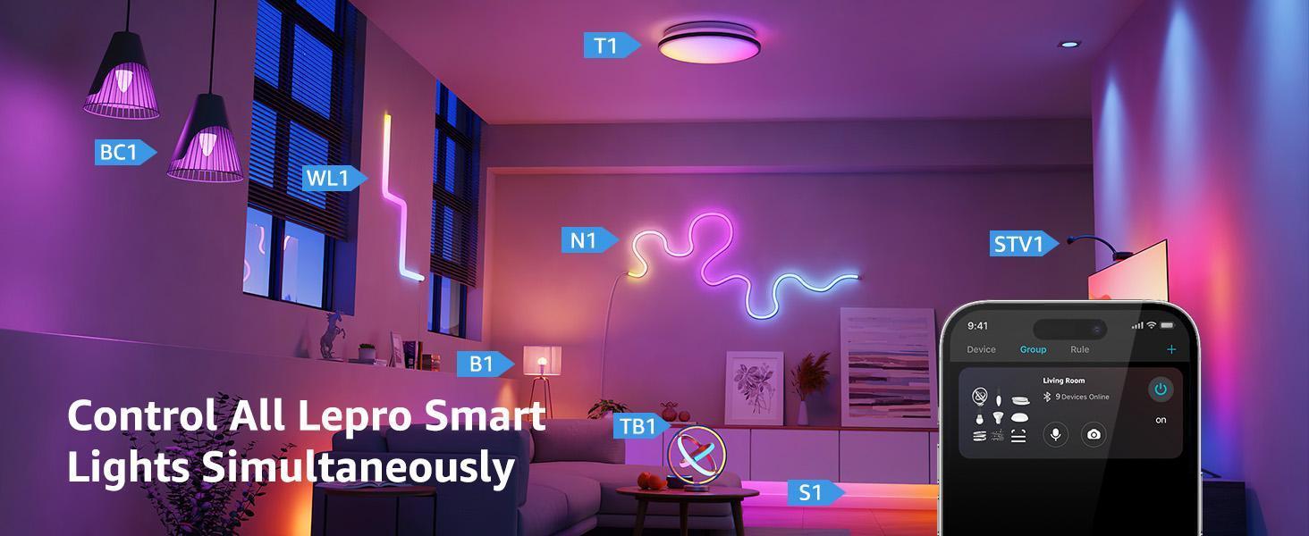 Lepro RGBIC AI Smart Table Lamp, Music Sync Smart Table Lamp Work with Alexa Google, LED Desk Lamp with 16M Colors, Color Changing Atmosphere Lamp for Bedroom Living Room Dimmable Night Light APP Control No Remote, 2.4 GHz