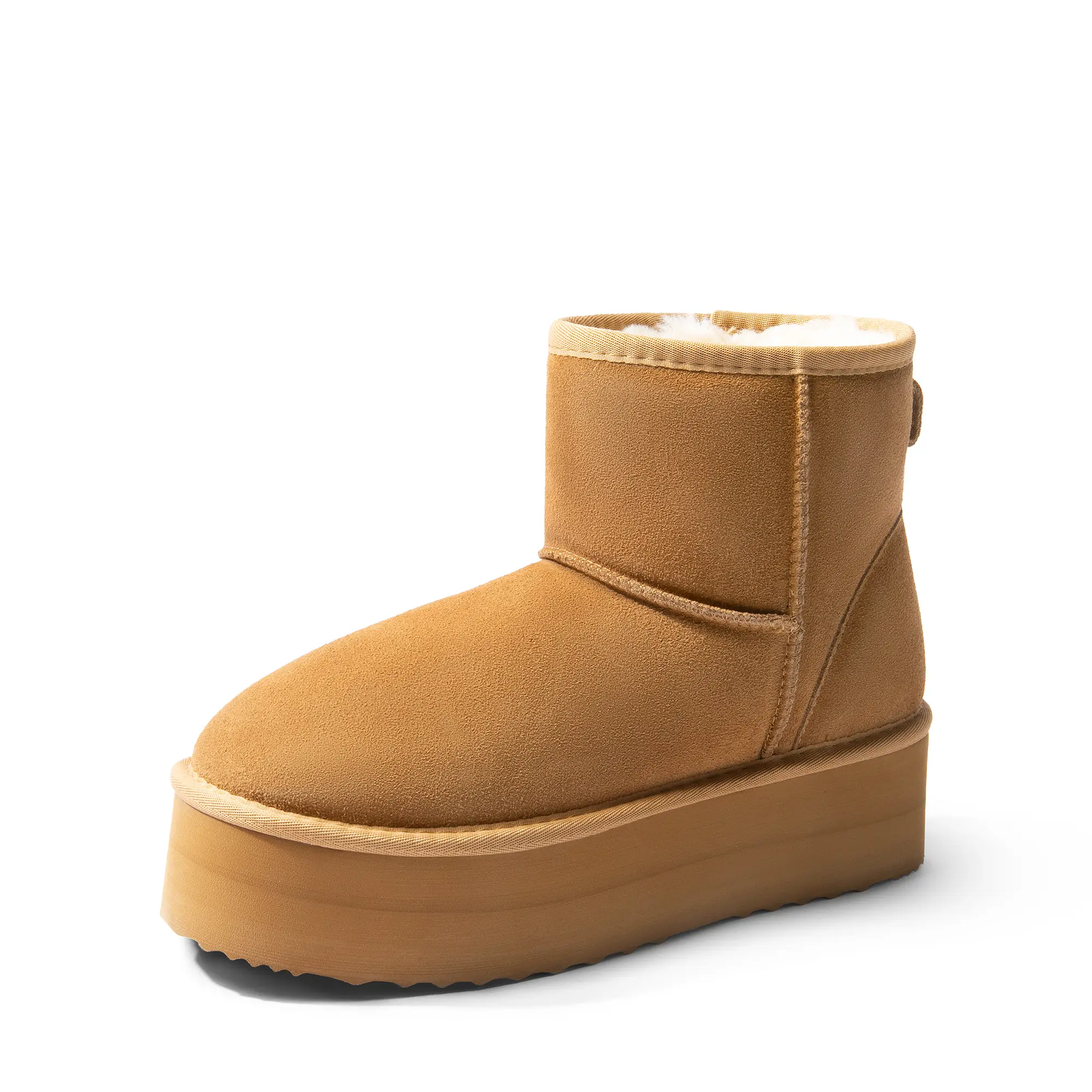 Dream Pairs Women's Suede Platform Snow Boots, Cozy Round Toe Winter Booties with Faux Fur Lining and DIY Bow, Round Toe Boot