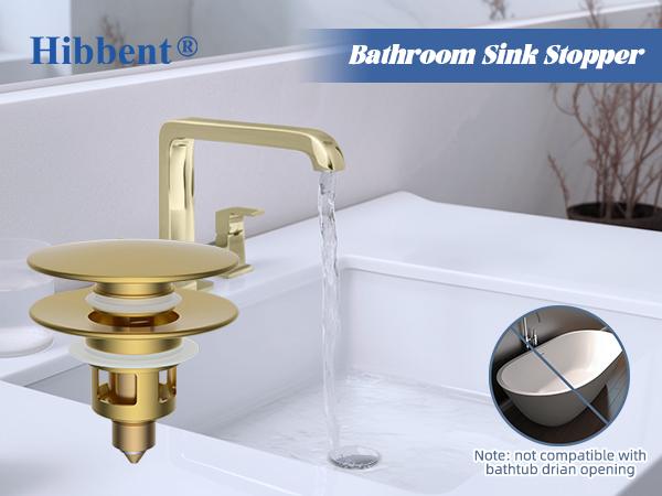 Hibbent Universal Bathroom Sink Stopper 2 in 1 Pop Up Metal Sink Drain Strainer with Hair Catcher, Fit for 1.1~2.36" Sink Basin Hole, Not for Bathtub, Big Cover Cap, Anti-clog, Brushed Gold Hibbent Universal Bathroom Sink Stopper 2 in 1 Pop Up Metal Sink Drain Strainer with Hair Catcher, Fit for 1.1~2.36" Sink Basin Hole, Not for Bathtub, Big Cover Cap, Anti-clog, Brushed Gold