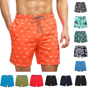 Mens Beach Shorts with Phone Pocket, Summer Casual Board Shorts with Side Pockets, Quick Dry Swim Shorts Swim Trunks Swimming Shorts Drawstring Elastic Waistband Swimwear Swimsuit Bathing Suit