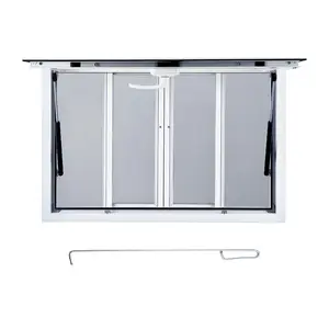 GARVEE Concession Window, 48" x 36" Aluminum Alloy Concession Stand Serving Window Door with 4 Horizontal Sliding Screen Windows & Awning Door & Drag Hook, Serving Window for Food Trucks Concession Trailers