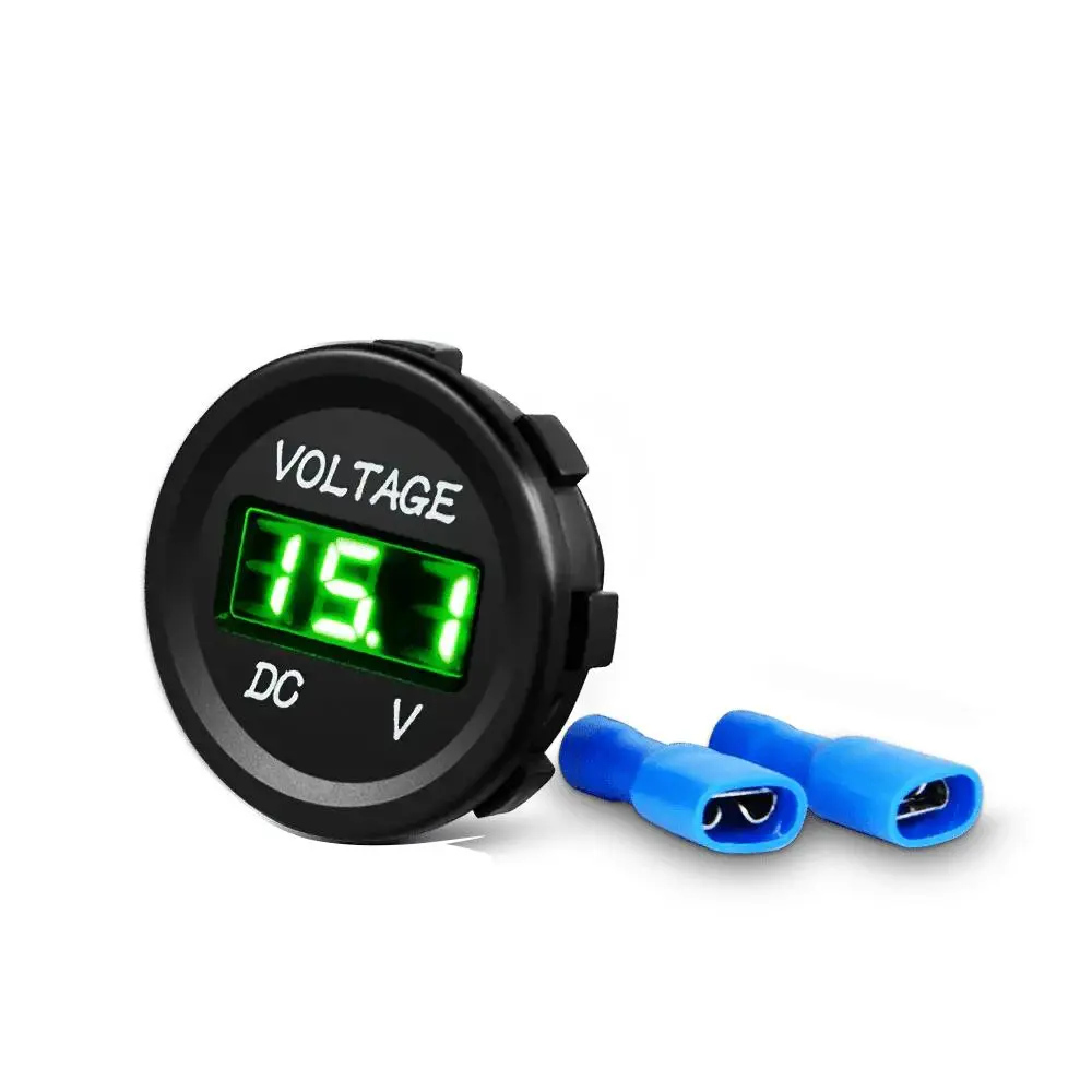 Nilight LED Digital Display Voltmeter - Plastic Shell Panel-Mount Automotive Voltage Tester, 8V-26V DC Green Monitor, Reverse-Safe Car Battery Tester with Retaining Nut for Vehicle Users