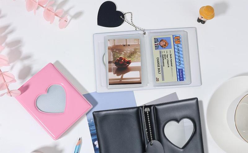 Small Photo Album Book with 32 Pockets, 3" Mini Pockets Photo Card Album, Kpop Photo Protector Sleeves for Home & Office & School, Gift Organizer