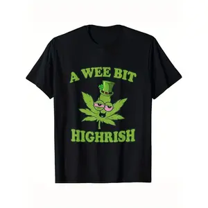 Funny T-Shirt - 100% Cotton Quick-Dry Lightweight Short Sleeve Tee with "A Wee Bit Highrish"  - St. Patrick's Day & Casual Wear for Adults - Ideal Gift for Father's Day, Mother's Day - Holiday Outfit