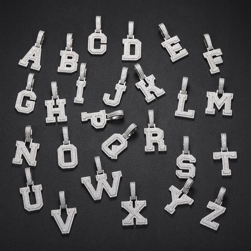 【#P351】UCCIYO Lab-created moissanite S925 Sterling Silver A-Z 26 Letter Pendant Necklace for Women Men Hip Hop Jewelry Gift  Halloween