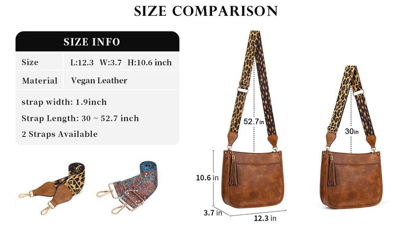 HKCLUF 4053 Women's Fashionable Crossbody Bag For Women Leather Hobo Handbag Women Crossbody Bag With 2count Adjustable Guitar Strap Perfect for Back to School Outdoorfun dealsforyoudays TikTokShopHolidayHaul