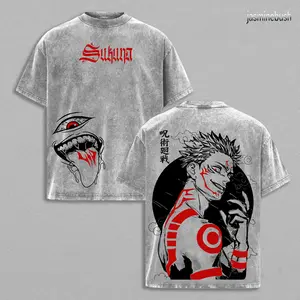 Sukuna Tee Washed – Jujutsu Kaisen Execution The Movie Culling Game Arc Vintage Oversized Heavy Cotton Double Printed Anime Manga T-Shirt, Retro Unisex Streetwear Graphic Top, Ryomen Sukuna’s Vessel Curse King Edition, JJK Japanese Otaku Gift Tee
