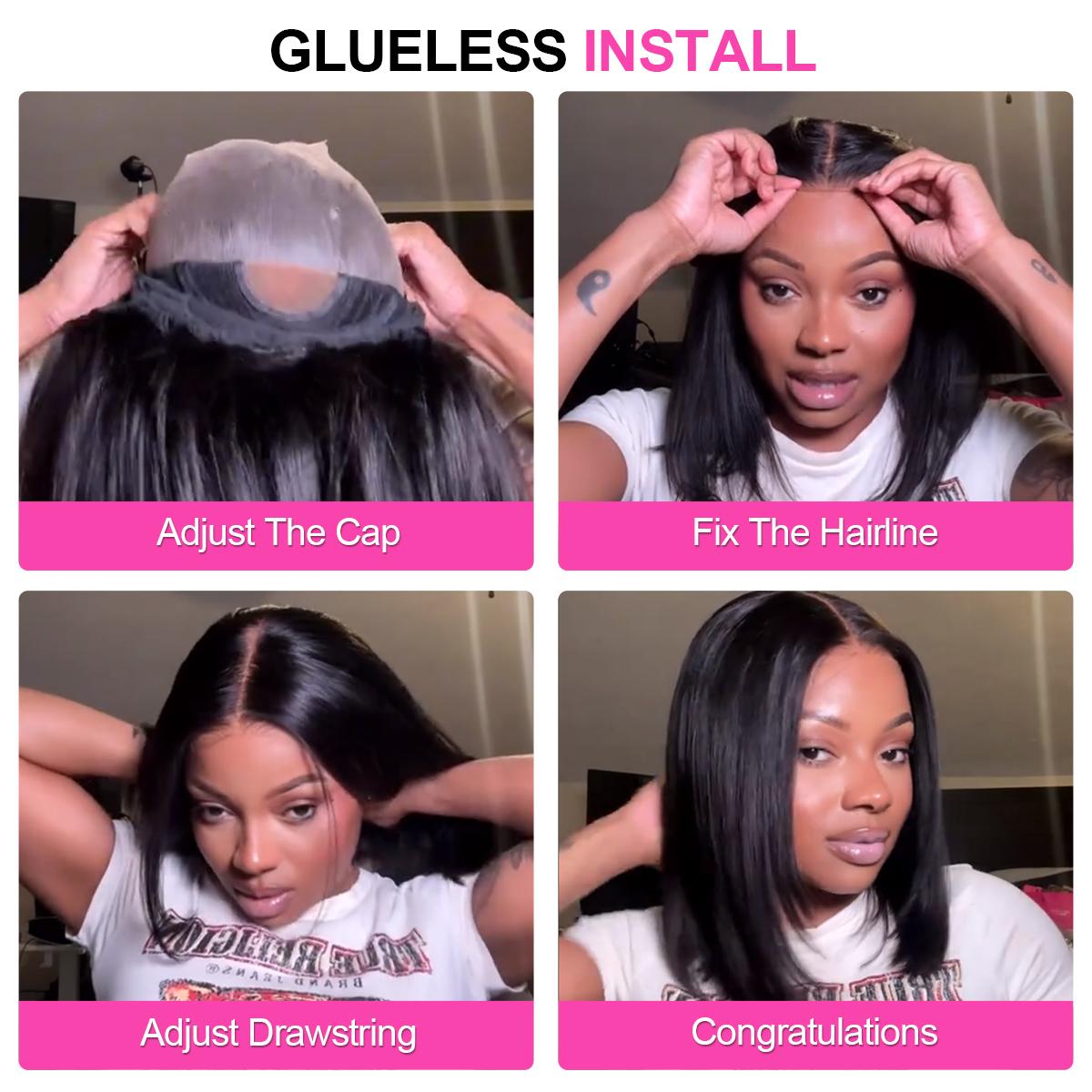 Layered Cut Bob Yaki Straight Wig 9x6 T Part Wear Go Glueless Bob Wigs Human Hair Bleached Knots For Women 180 & 250% Density Brazilian Deep Part Lace Glueless Wig