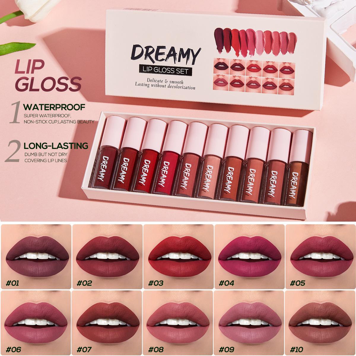 Dreamy Glossy Lip Stain Tinting & Long Lasting Moisturizing Lip Care Waterproof Non-Stick Cup Lasting Beauty 10 Options Hydrate Lipgloss Lipstick