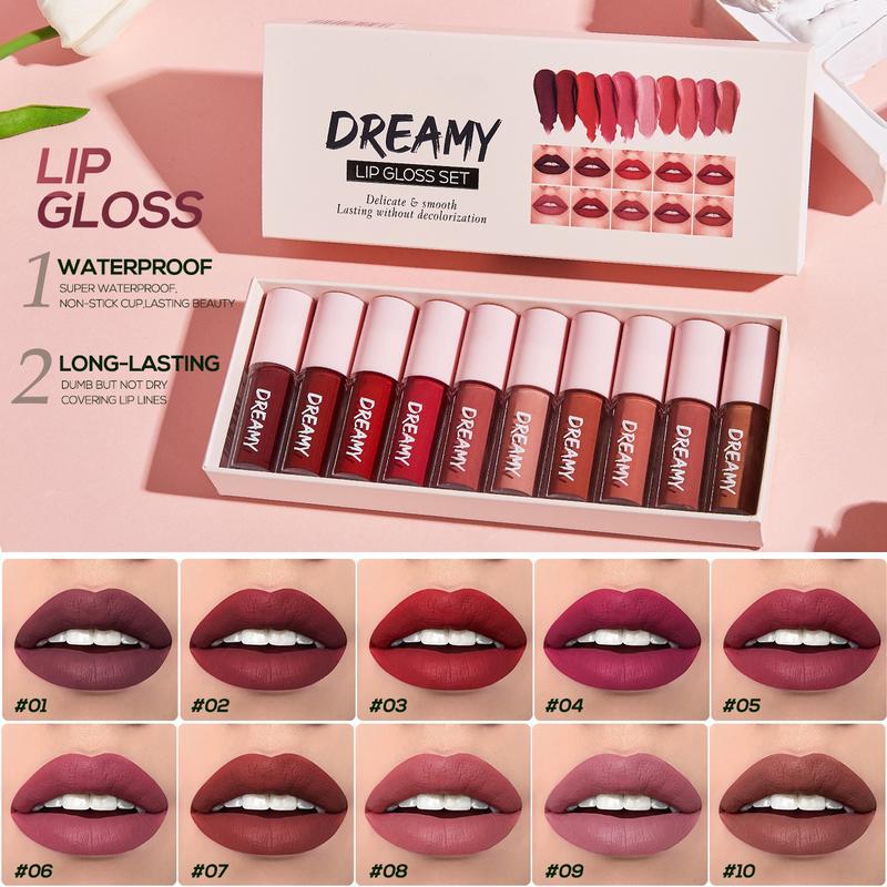 Dreamy Glossy Lip Stain Tinting & Long Lasting Moisturizing Lip Care Waterproof Non-Stick Cup Lasting Beauty 10 Options Hydrate Lipgloss Lipstick