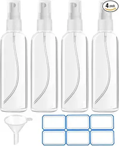 4 Pack 4 Oz (120ml) Small Spray Bottles - Fine Mist, Refillable, Reusable