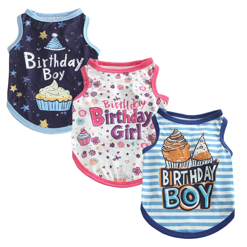 3 Pieces Birthday Dog Clothes Set - Soft Comfortable Puppy Shirt for Small Dogs Girl Boy Cute Pet Apparel