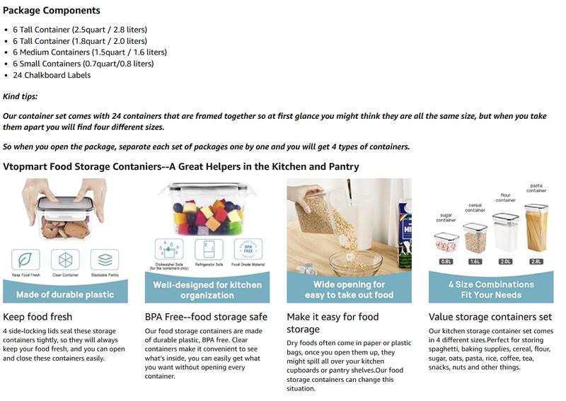 Airtight Food Storage Containers Set with Lids 24 PCS BPA Free Kitchen Pantry Organization Plastic Leak-proof Canisters for Cereal Flour Sugar Labels Marker Grey