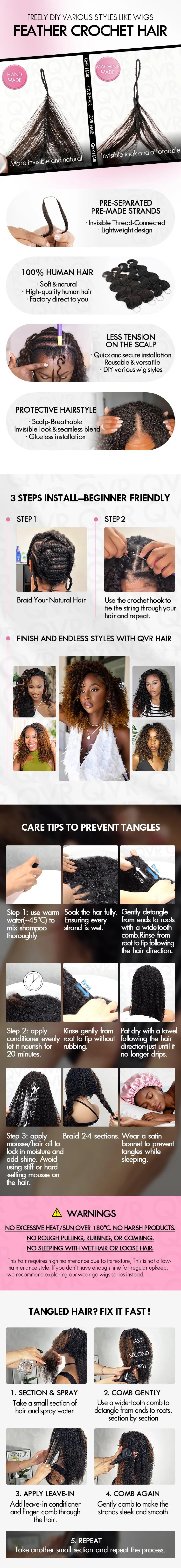 QVR Reddish Brown Human Crochet Hair Small Kinky Curly Machine Made #33B Feather Crochet Hairstyle P4/27 Highlight Stylish Extensions