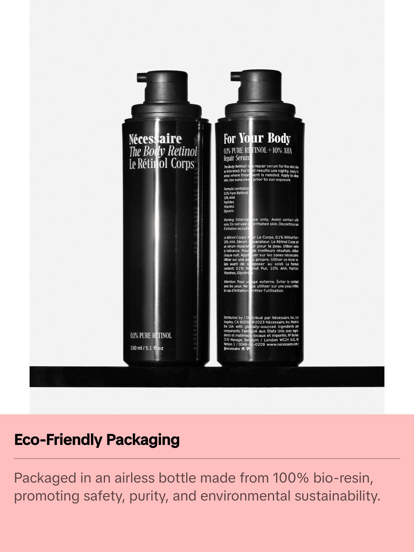 Nécessaire - The Body Retinol. Retinol Repair Serum + Retinol Body Lotion In One. Crepey Skin Treatment. Wrinkle + Line Prevention. 0.1% Pure Retinol + 10% AHA. 5.1 oz