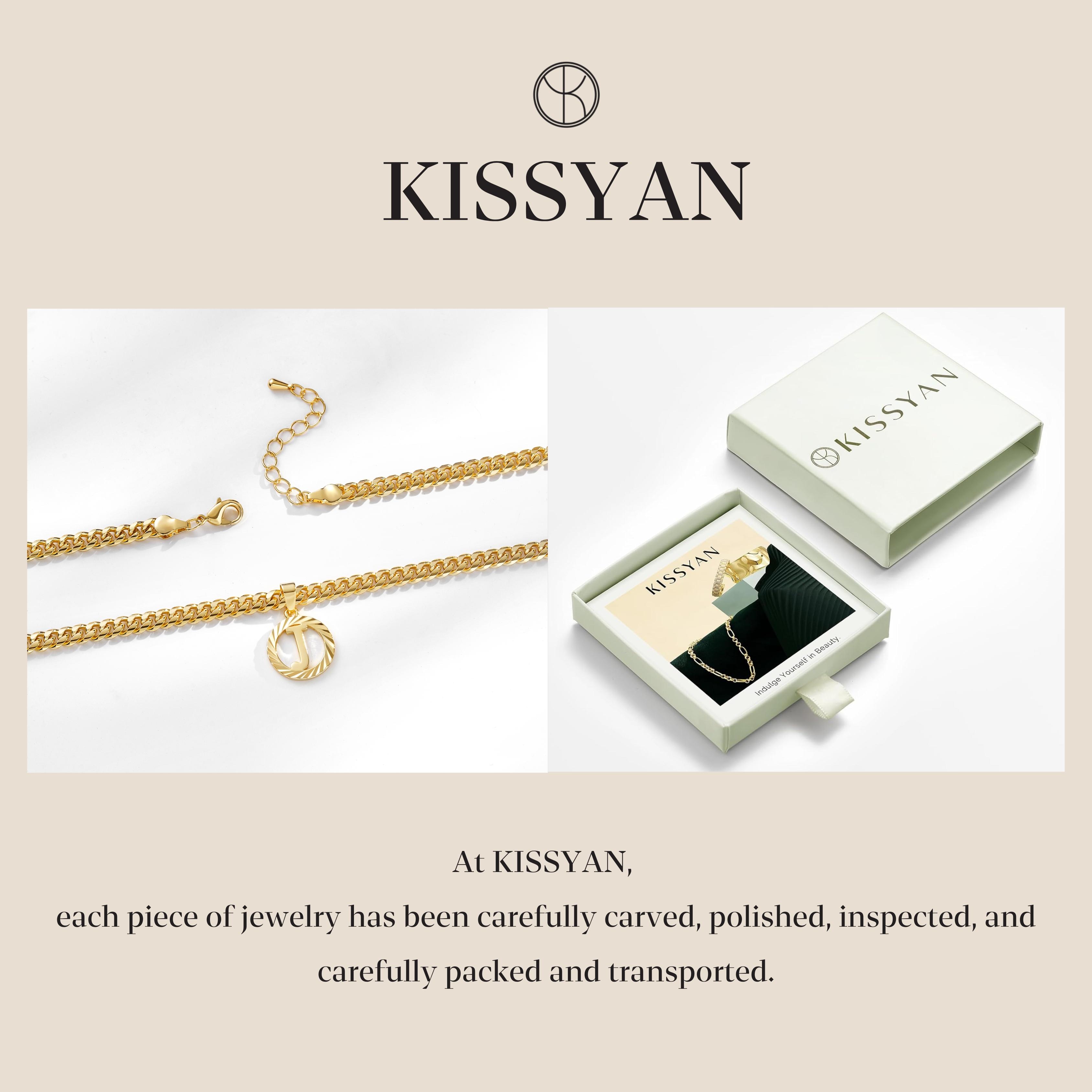 KissYan Gold Initial Necklace,14K Gold Plated Round Letter Pendant Hollow Capital Monogram 5mm Cuban Chain Necklace Alhpabets from A-Z Dainty Jewelry for Women Men Valentine's Day Gifts