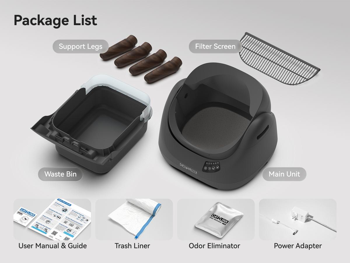 CATLINK Automatic Self - Cleaning Cat Litter Box Scooper Open-X | Ultra-Quiet Operation, App Control, 12L Large Waste Bin, Smart Litter Level Monitoring, Multi-Safety Anti-Pinch Design, Compatible with All Cat Litter, Odor Control, Easy Setup