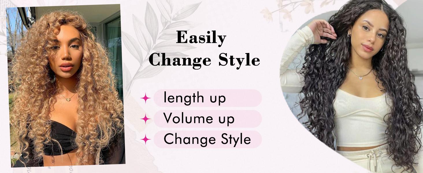 REECHO Clip in Long Wavy Synthetic Hair Extension 24 Inch 6PCS Thick Hairpieces Natural Soft Synthetic Fiber Double Weft for Women daily party