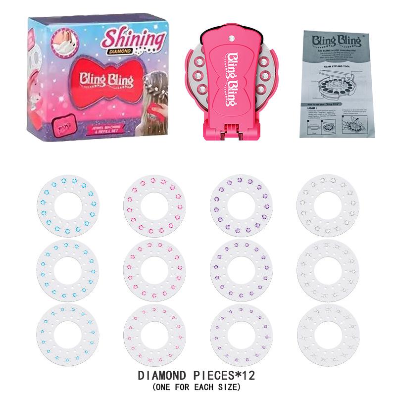 Glitter Diamond Styling Tools Hair Gemstone Styling  + 180 colorful gemstones to light up girls' hair, clothes, accessories, etc., birthday gift for all hair types/hair styles - Hair Care, No Heat Required Hair Styling Accessories Self-Adhesive Rhinestone