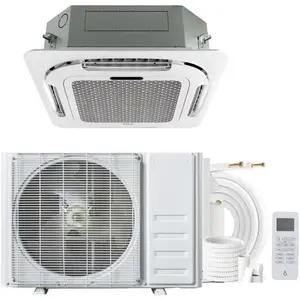 9000 BTU Ductless Ceiling Cassette Cools & Heats Entire Room Evenly, 23 SEER2 Saves Big, Includes Installation Kit