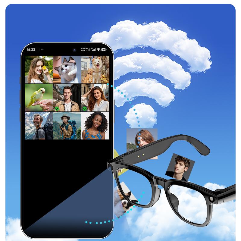 HIRO Smart AI Camera Glasses 8MP Resolution Dual Speaker Bluetooth Wireless Photochromic Lenses AI Voice Translation Hands-Free Photography Multifunctional Audio Sunglasses Christmas Gift Wearable Devices Valentine's gift